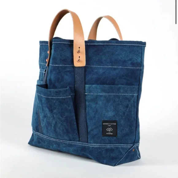 NWT Immodest Cotton Indigo canvas construction tote